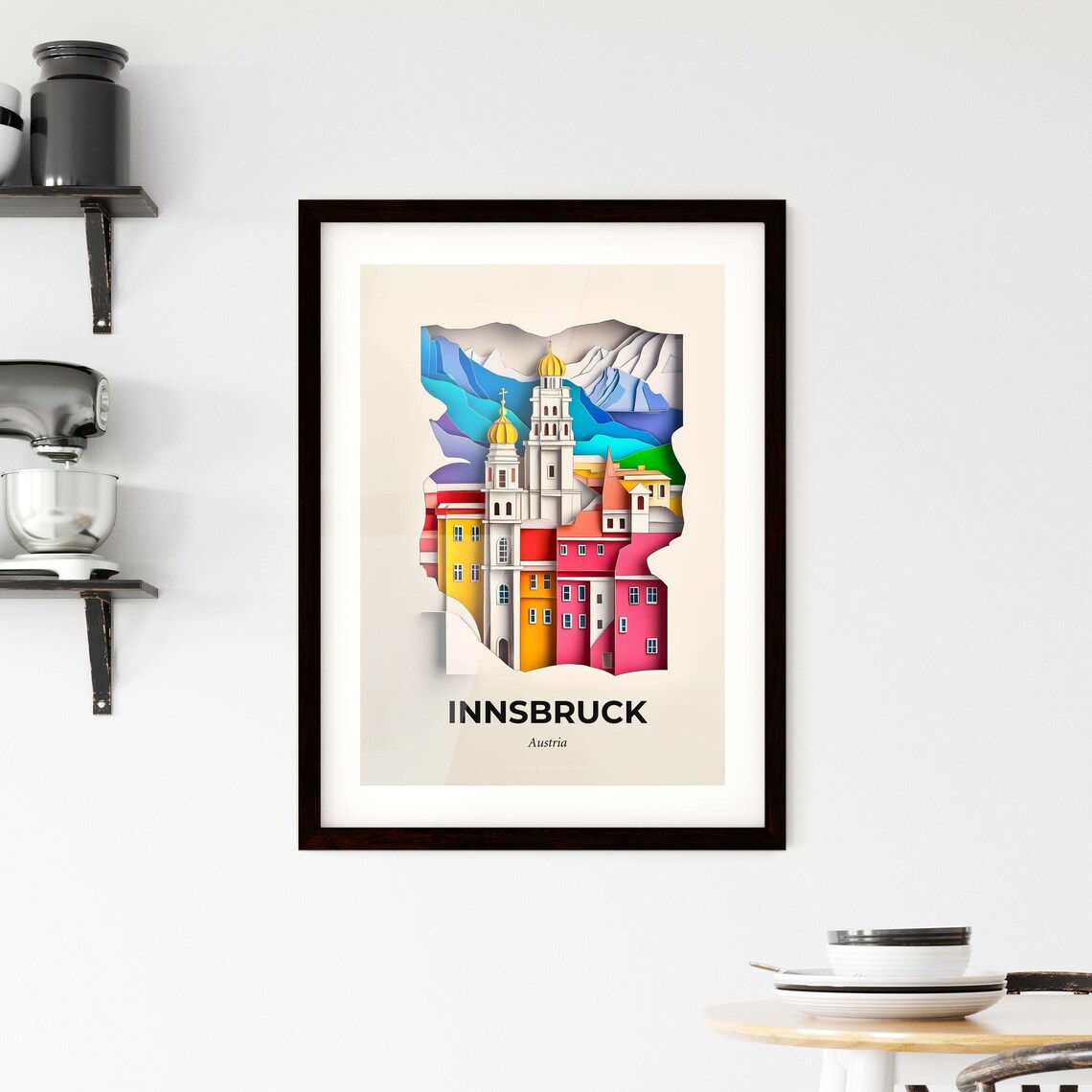Innsbruck Austria Golden Dome Church Peaks Paper Cut Art Poster - Image 2