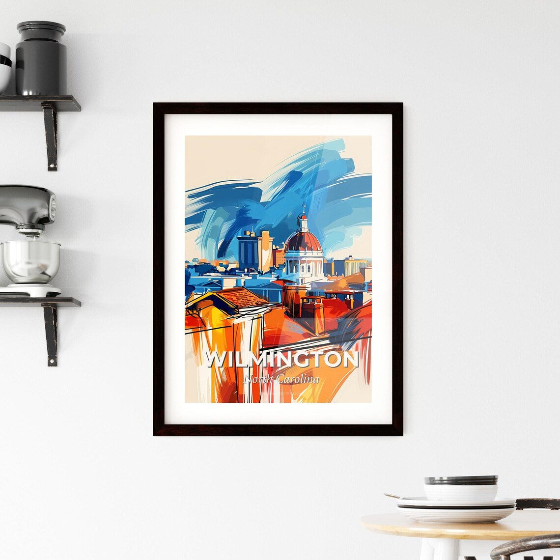 Wilmington North Carolina Colorful Abstract Dome Skyline Poster - Image 2