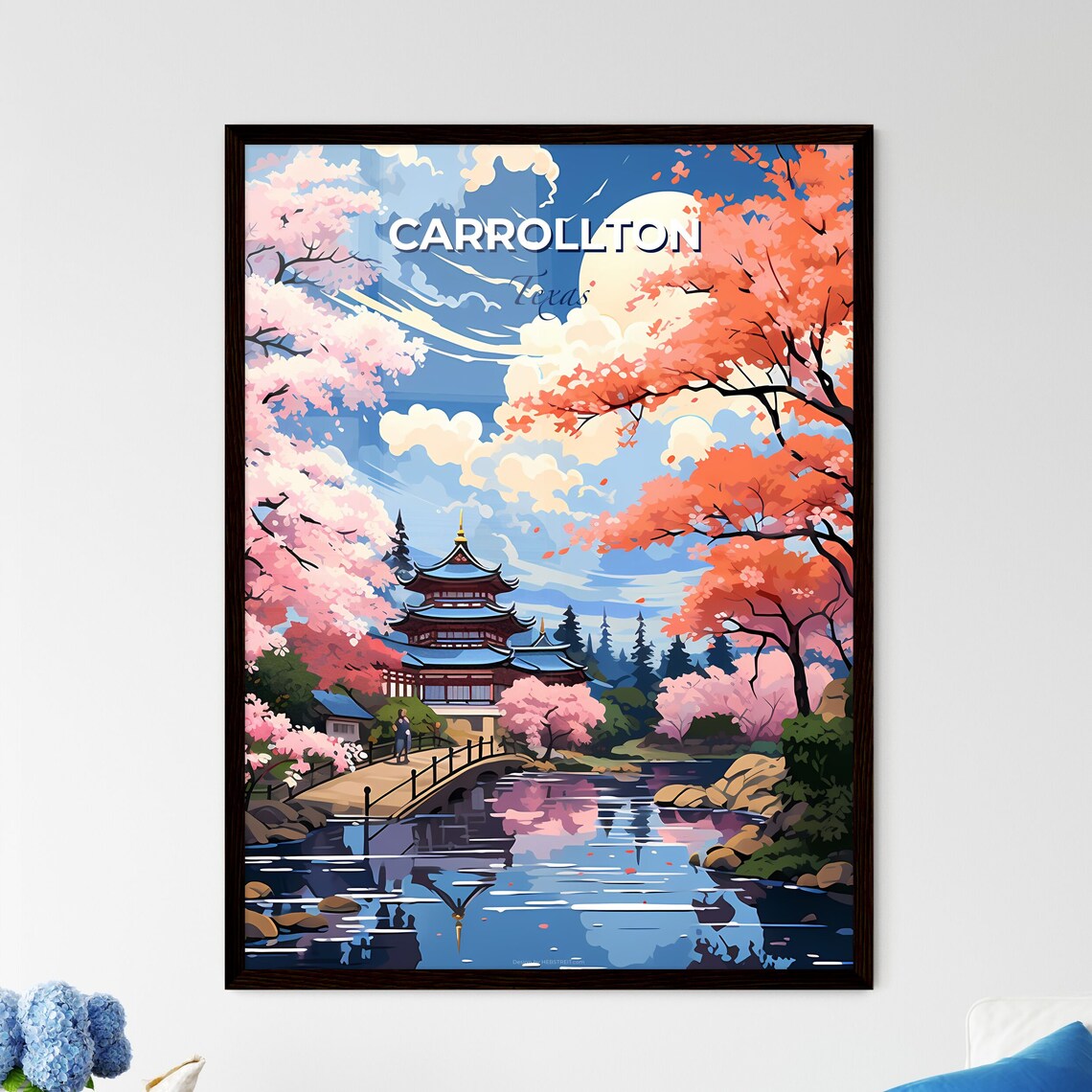 Carrollton Texas Pagoda Moonlight Blossom Garden Travel Poster