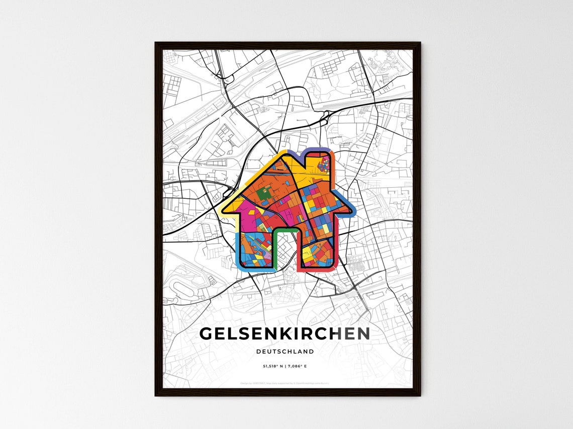 Gelsenkirchen Germany Modern Minimalist Heart Street Map Art Poster - Image 3