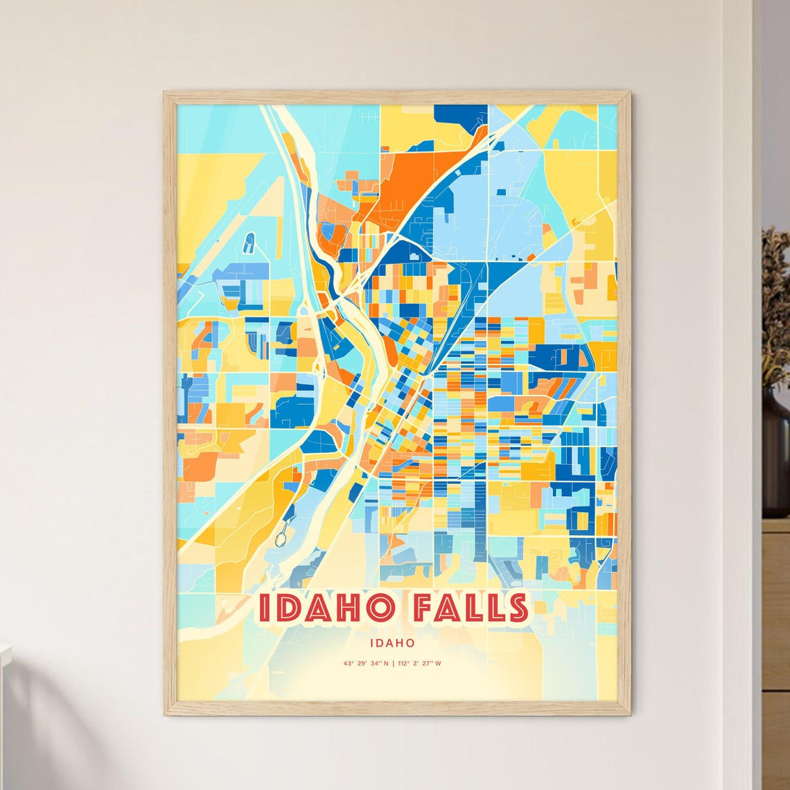 Idaho Falls Idaho Blue Orange City Map Art Home Decor Poster - Image 3