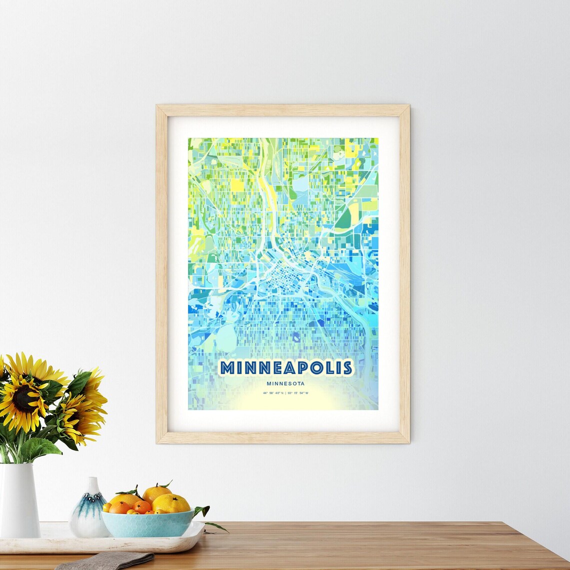 Minneapolis Minnesota Vibrant Abstract Watercolor City Street Map Poster - Image 2