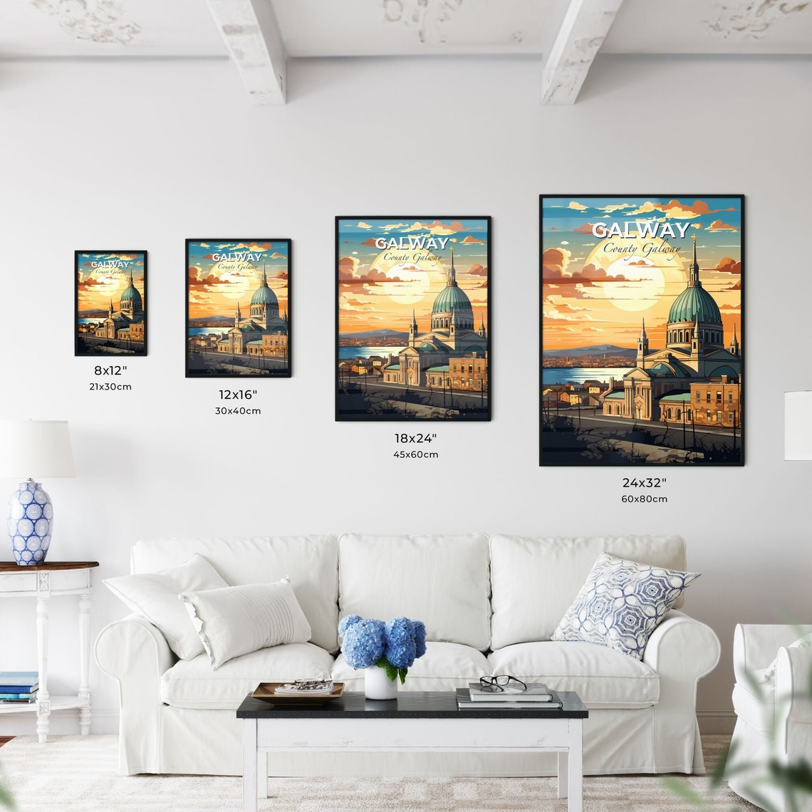 Galway Ireland Cathedral Dome Sunset Waterfront Travel Poster - Image 3
