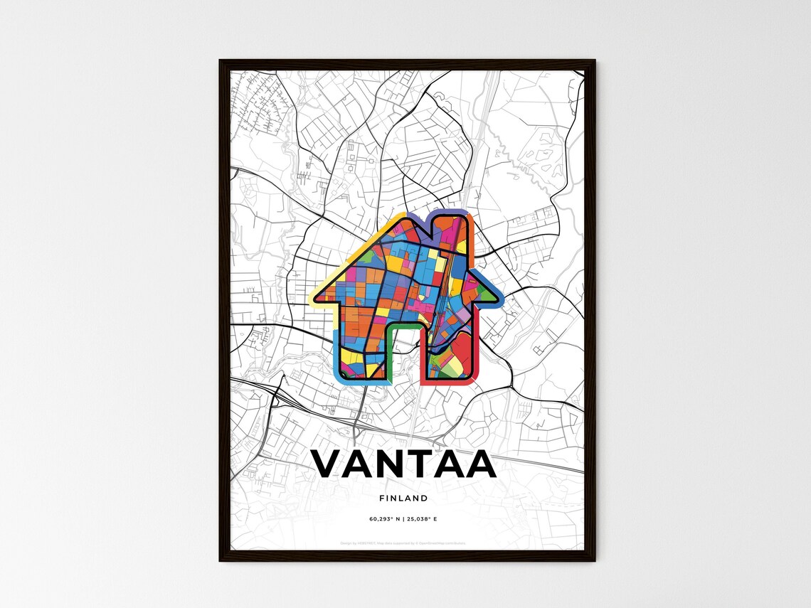 Vantaa Finland Modern Minimalist Heart Street Map Art Poster - Image 3