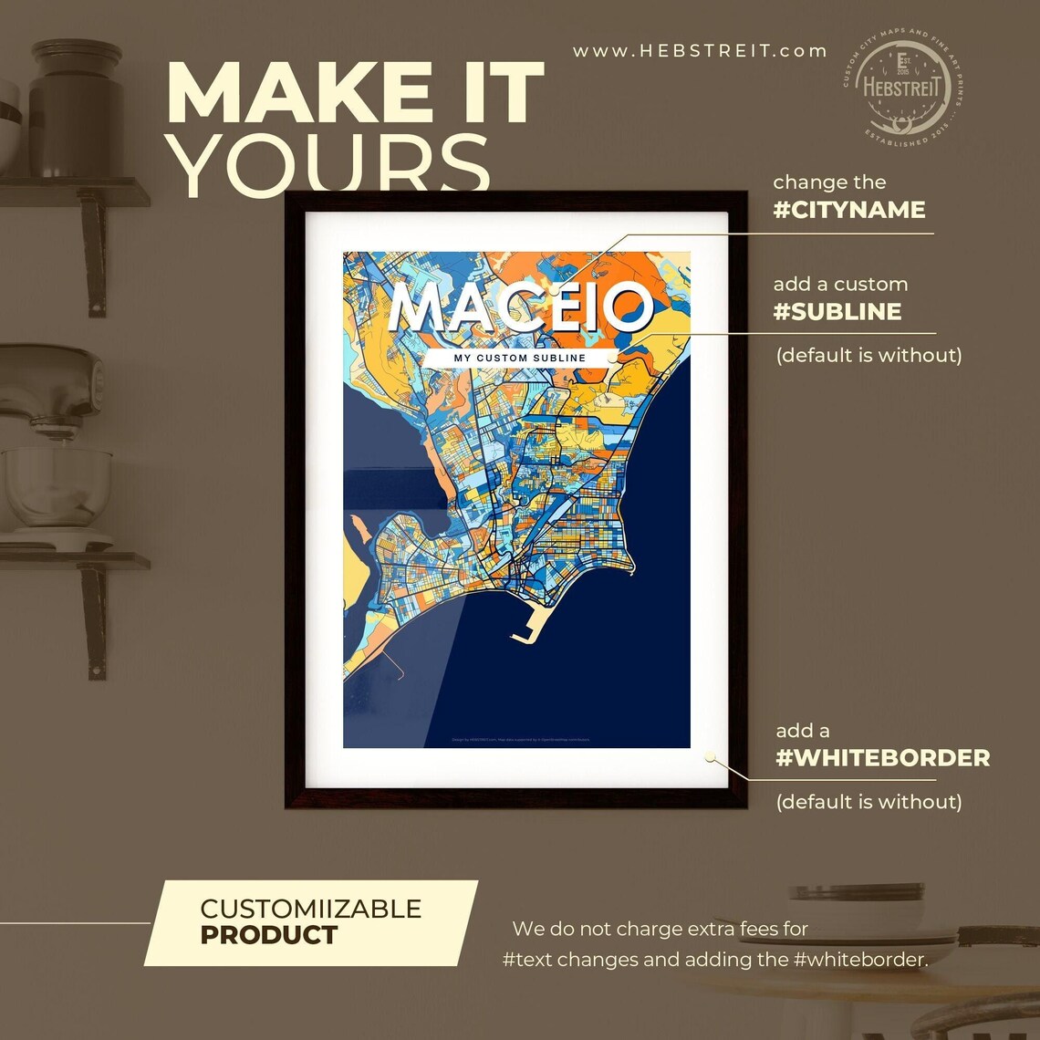 Maceio Brazil Bold Colorful Vibrant City Street Map Art Poster - Image 2