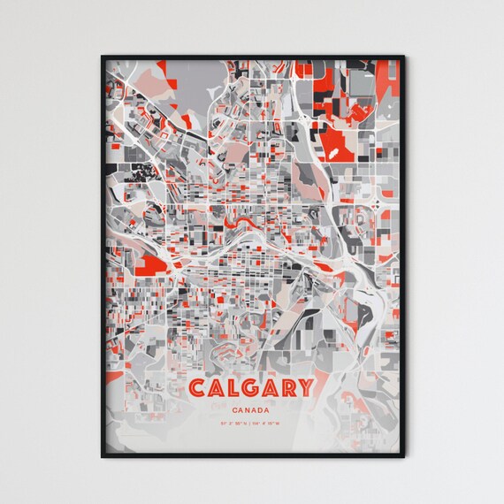 Calgary Canada Expressive Bold Red City Street Map Artwork Poster