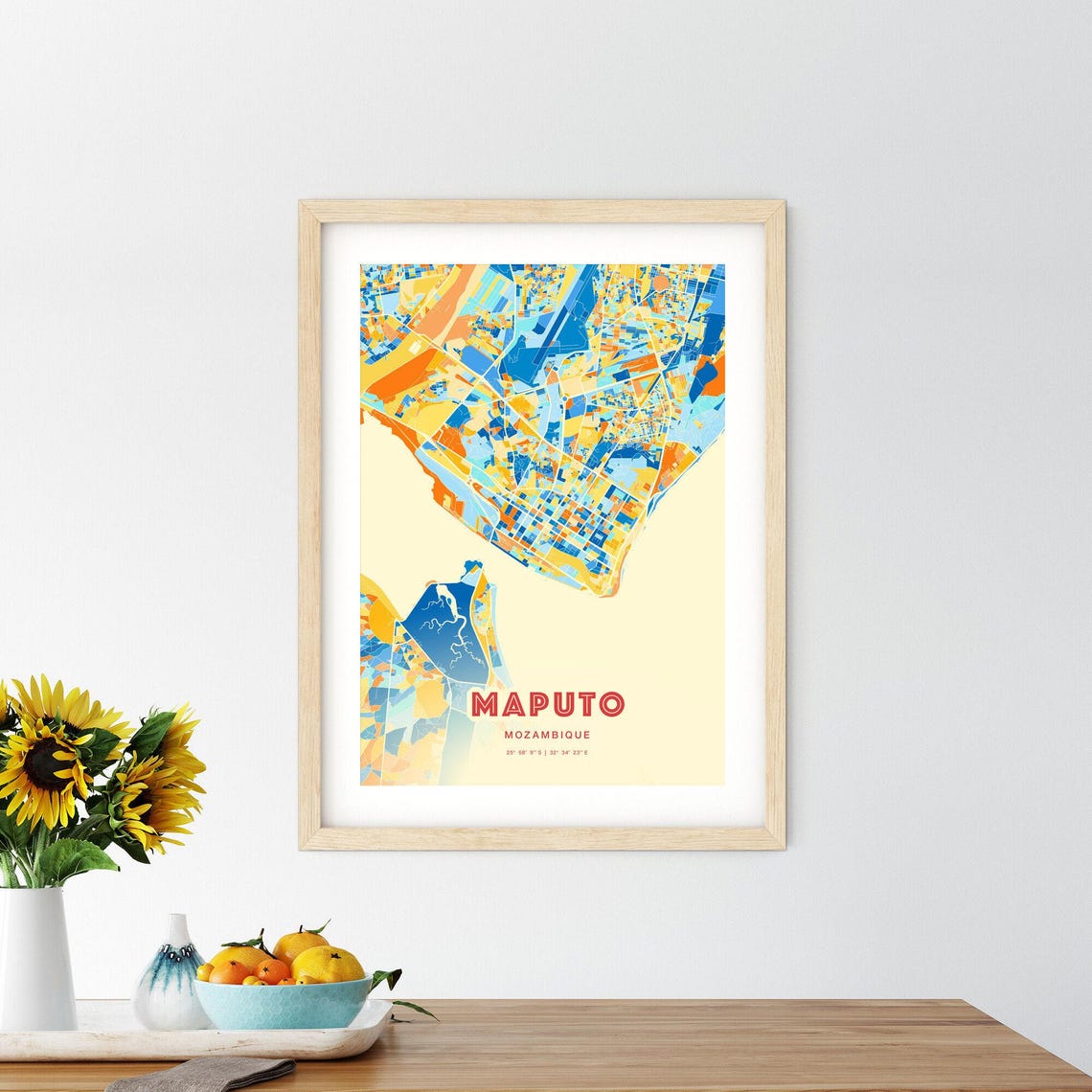 Maputo Mozambique City Map Art Poster Blue Orange Street Style - Image 2