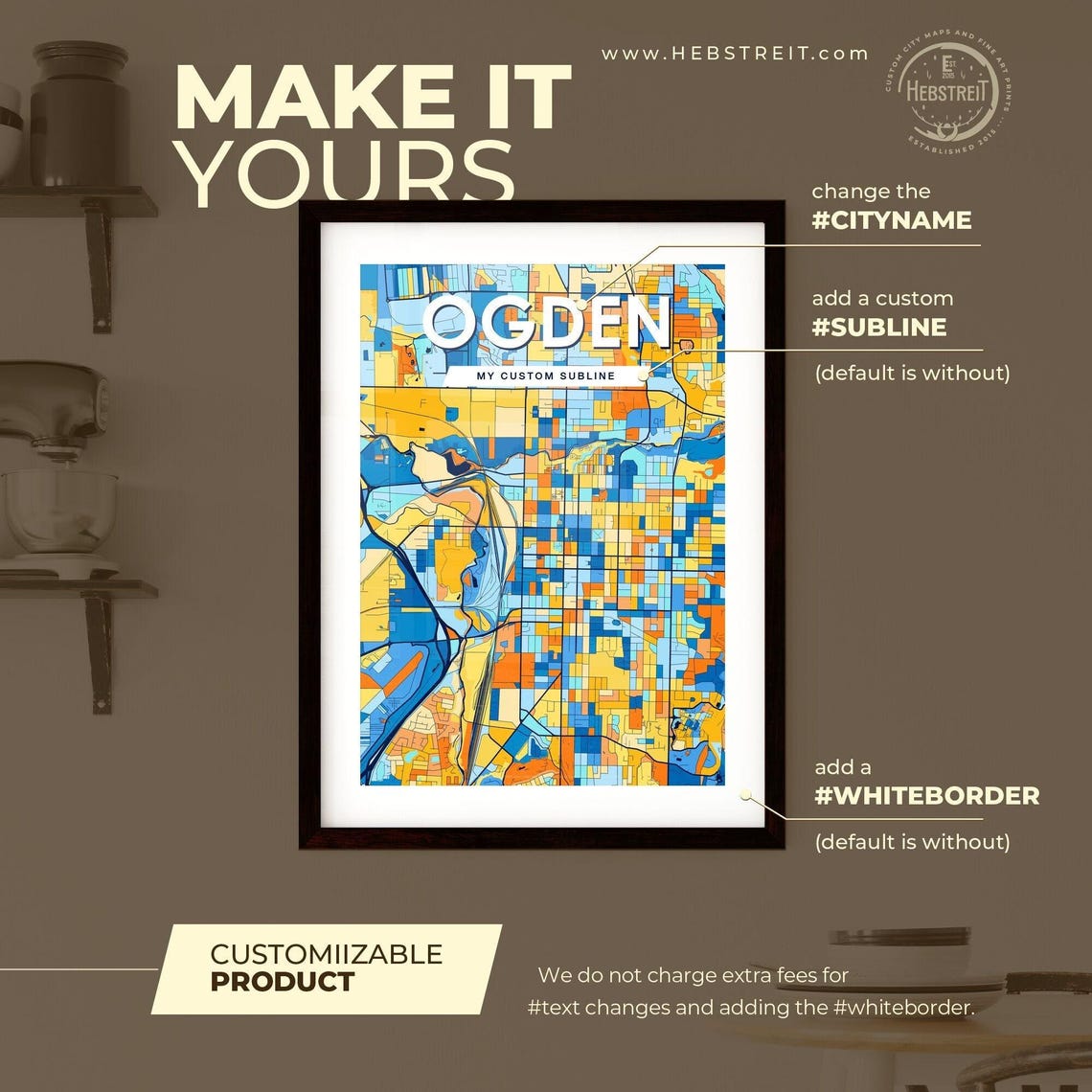 Ogden Utah Colorful Modern City Map Poster for Home and Office - Image 2