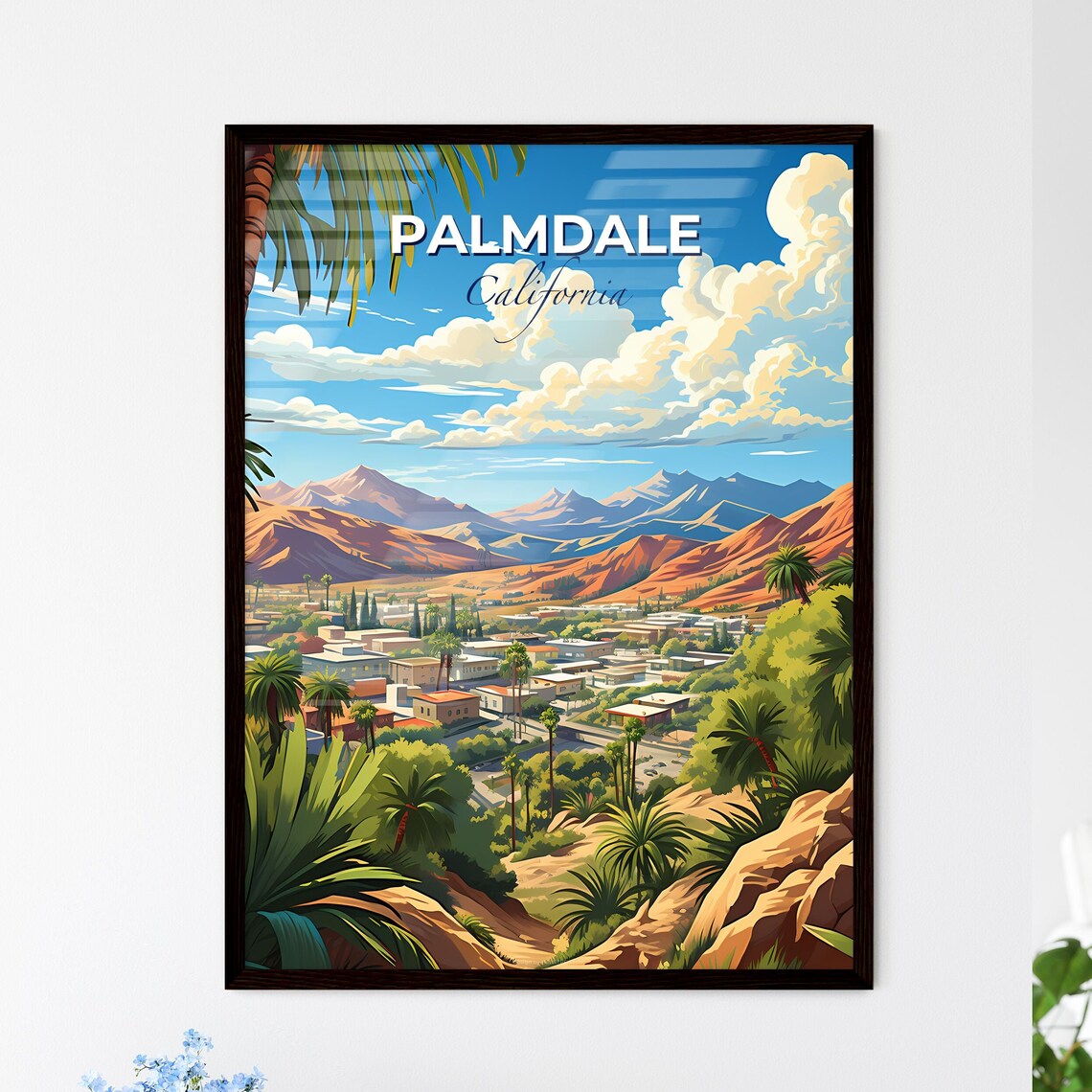 Palmdale California Desert Mountains Valley Town Palm View Poster