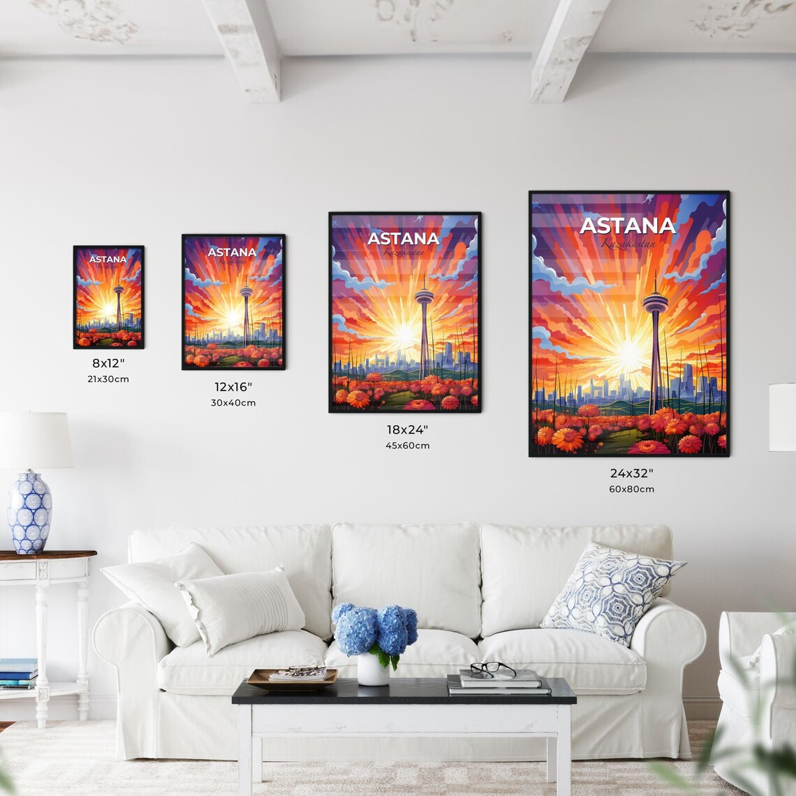 Astana Kazakhstan Observation Tower Sunset Vintage Travel Poster - Image 3