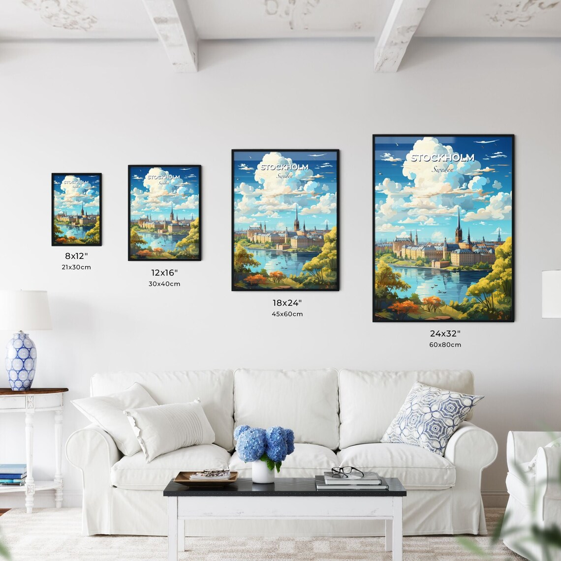 Stockholm Sweden Historic Old Town Waterfront Skyline Travel Poster - Image 3