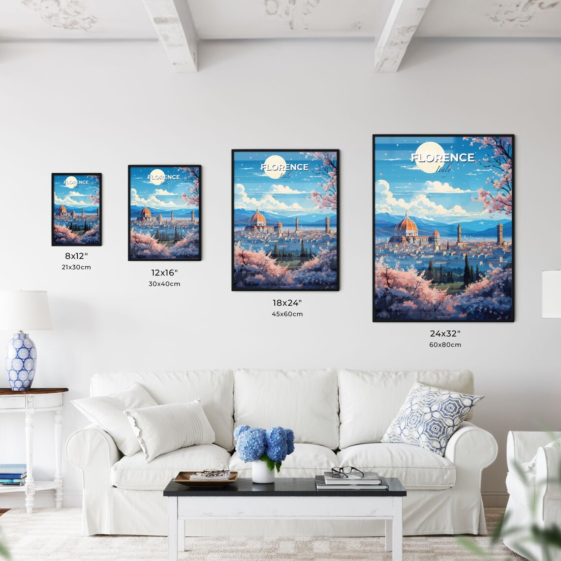 Florence Italy Skyline Duomo Cathedral Cherry Blossom Spring Travel Poster - Image 3