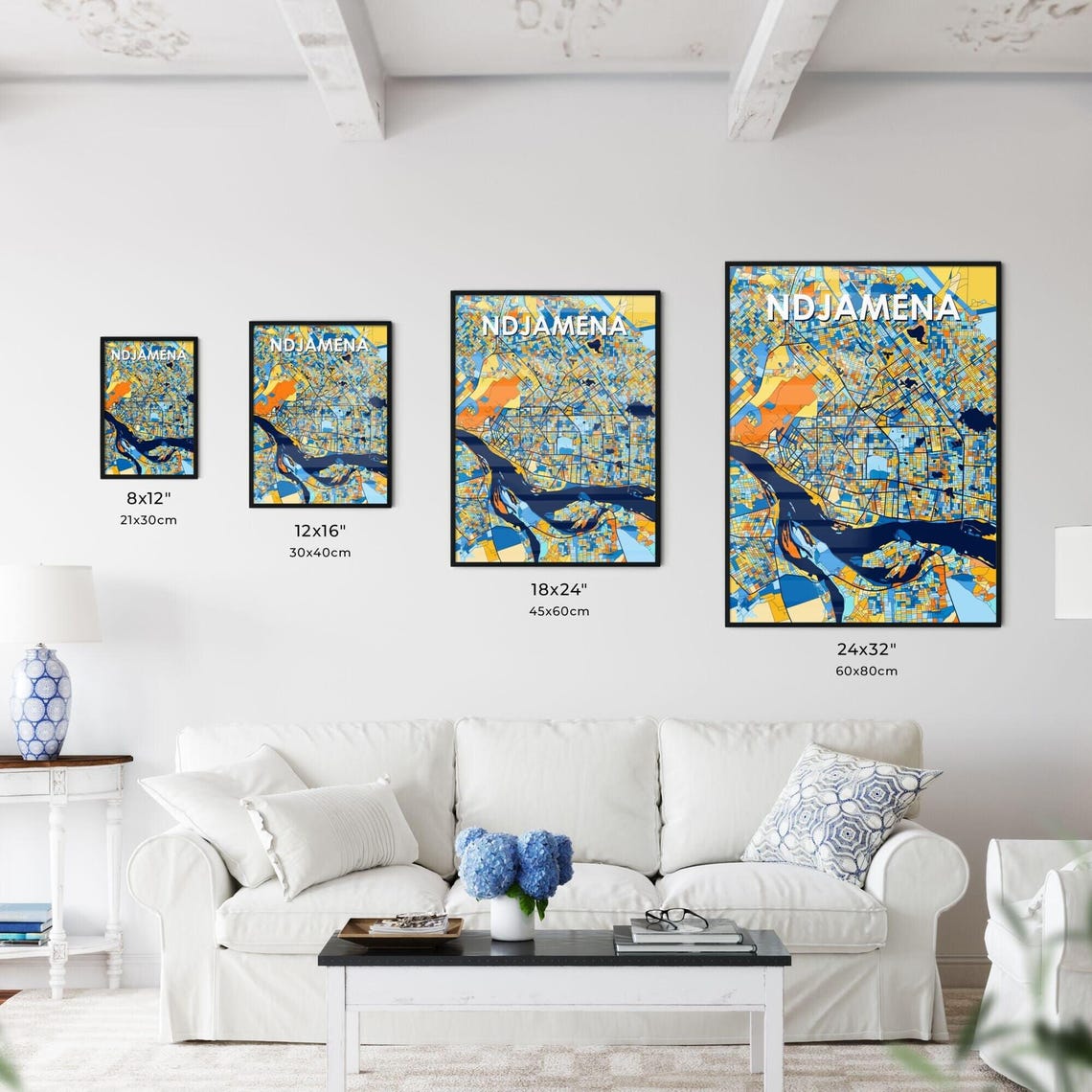 Ndjamena Chad Vibrant Street Map Bold Colorful City Art Print - Image 3