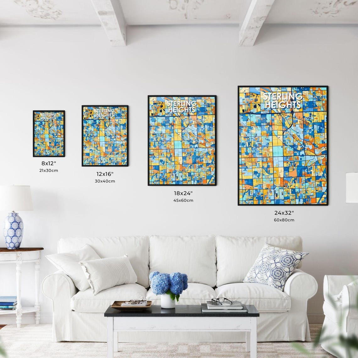 Sterling Heights Michigan Vibrant City Map Art Print Decor Gift - Image 3
