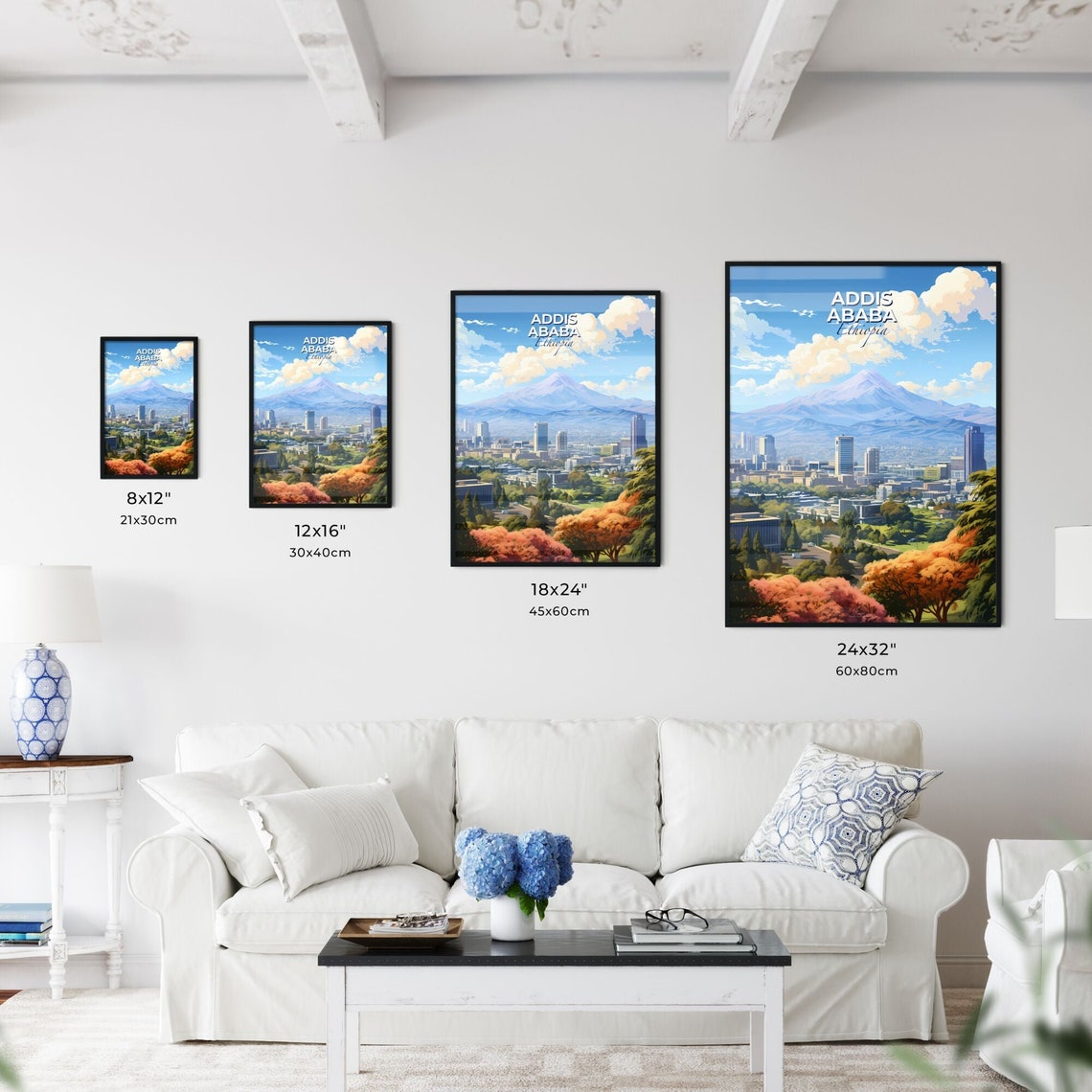 Addis Ababa Ethiopia City Skyline Mountain View Travel Poster - Image 3