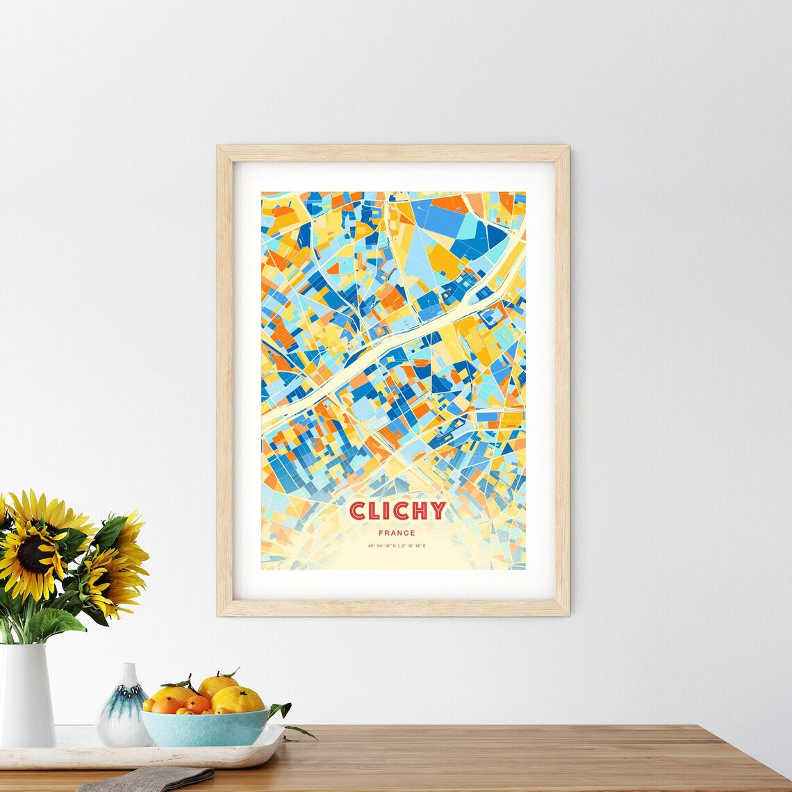 Clichy France Colorful Modern Street Map City Decor Art Poster - Image 2