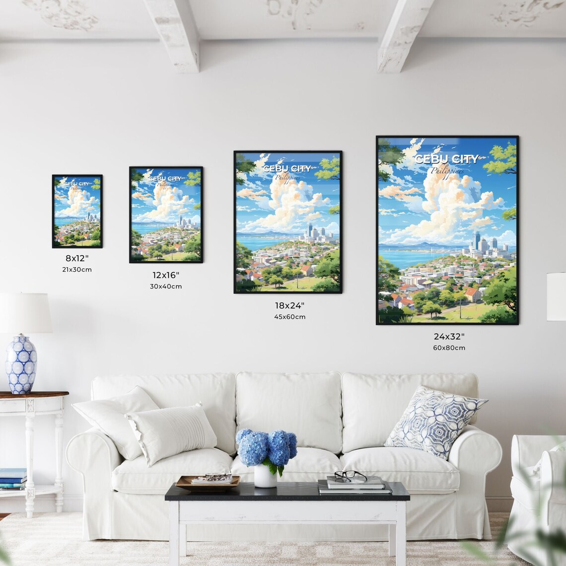 Cebu City Philippines Tropical Bay Skyline Clouds Travel Poster - Image 3