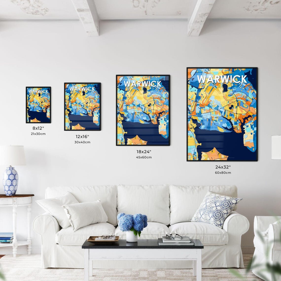 Warwick Rhode Island City Map Poster Colorful Modern Wall Decor - Image 3