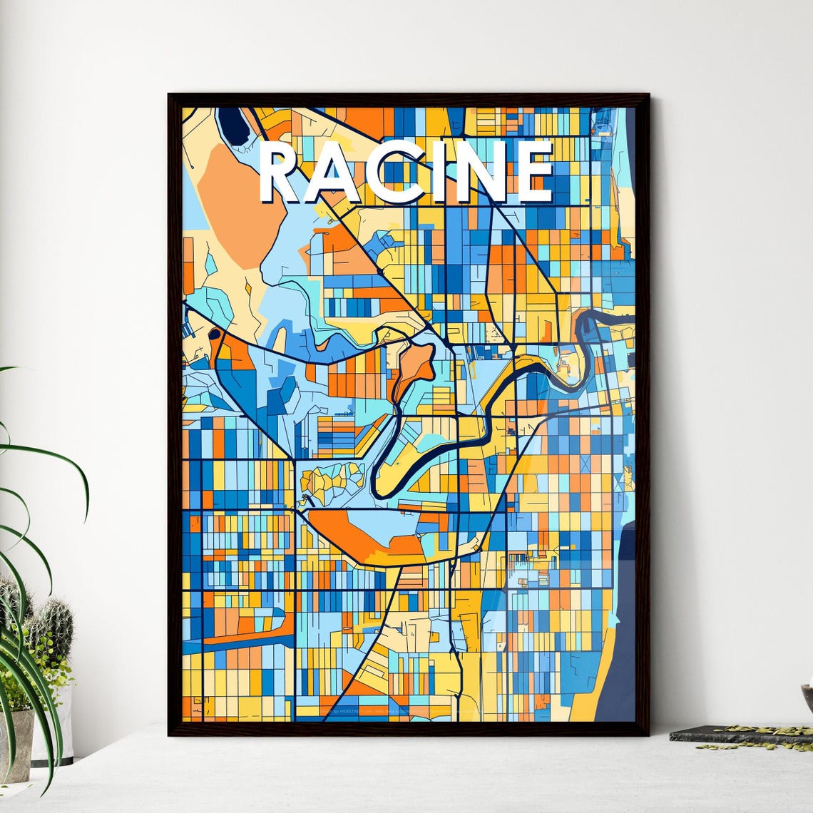 Racine Wisconsin City Map Poster Colorful Modern Home Wall Decor