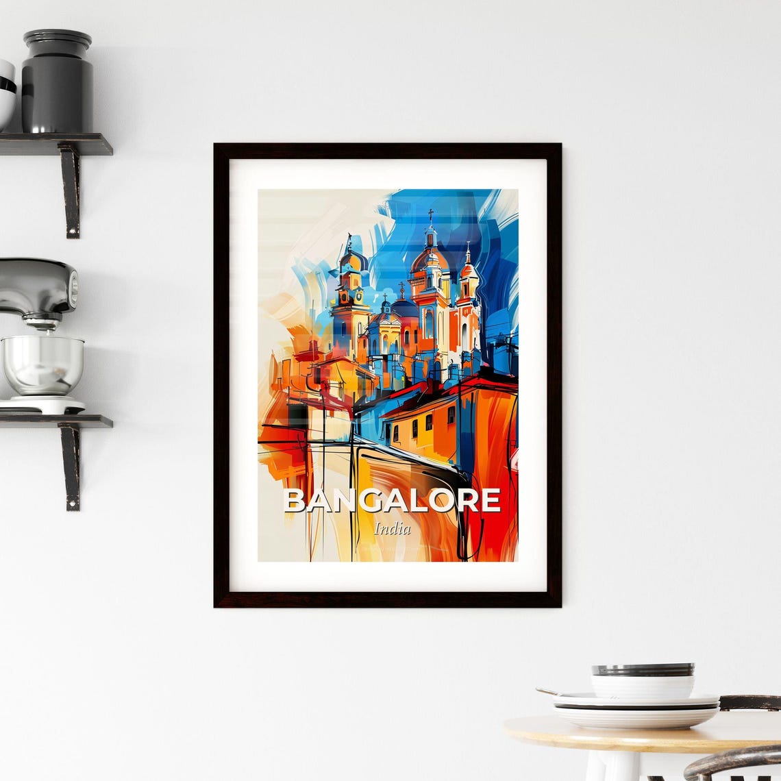 Bangalore India Abstract Church Domes Vivid Painting Art Poster - Image 2