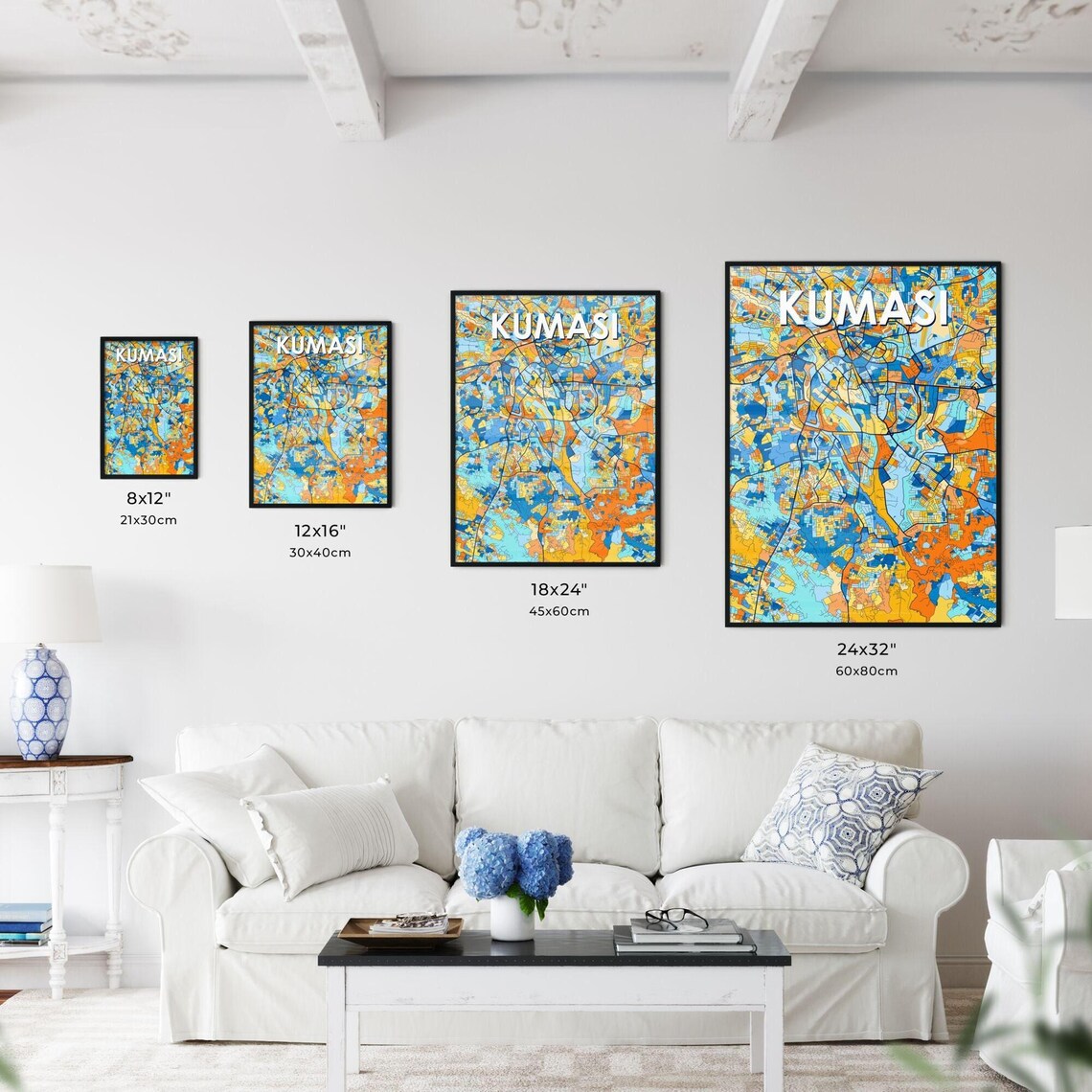 Kumasi Ghana Vibrant Colorful City Street Map Art Print Home Decor - Image 3