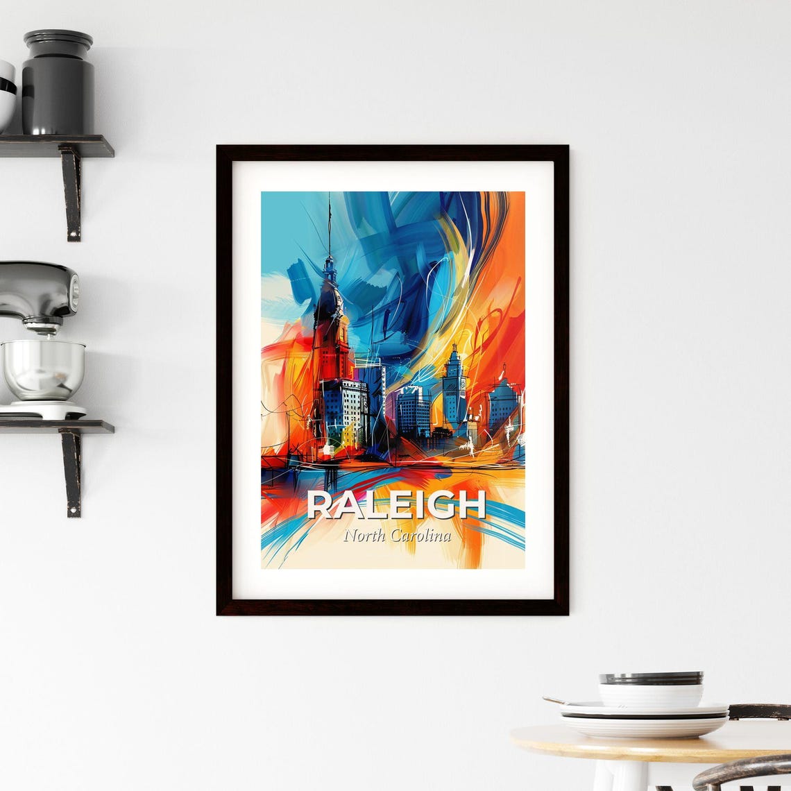 Raleigh North Carolina Colorful Abstract Capitol Skyline Poster - Image 2