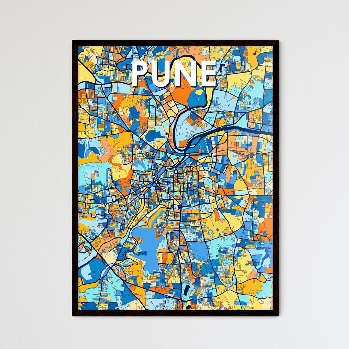 Pune India Maharashtra Bold Vibrant Colorful City Map Art Poster