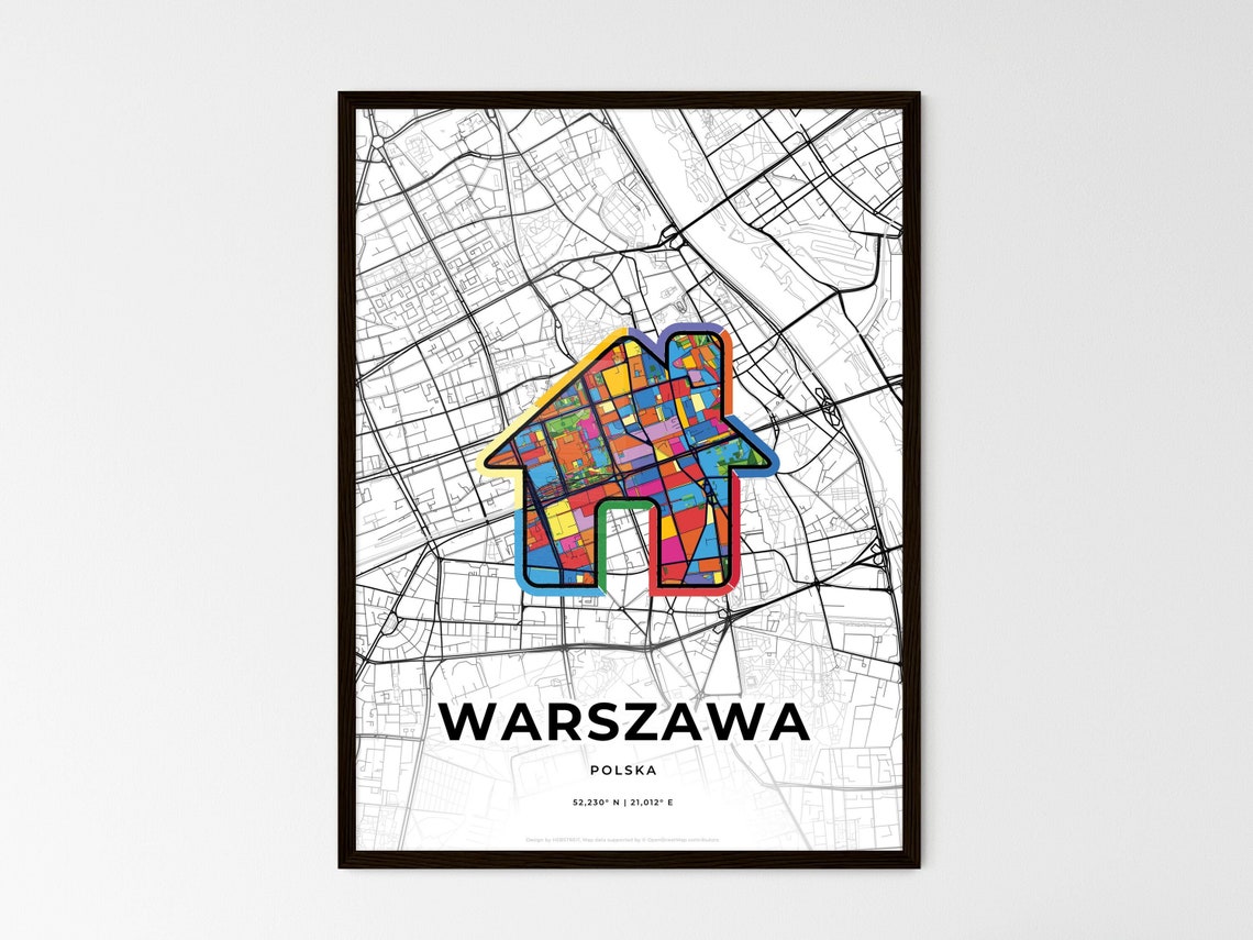 Warszawa Poland Where It All Began Heart Map Coordinates Poster - Image 3
