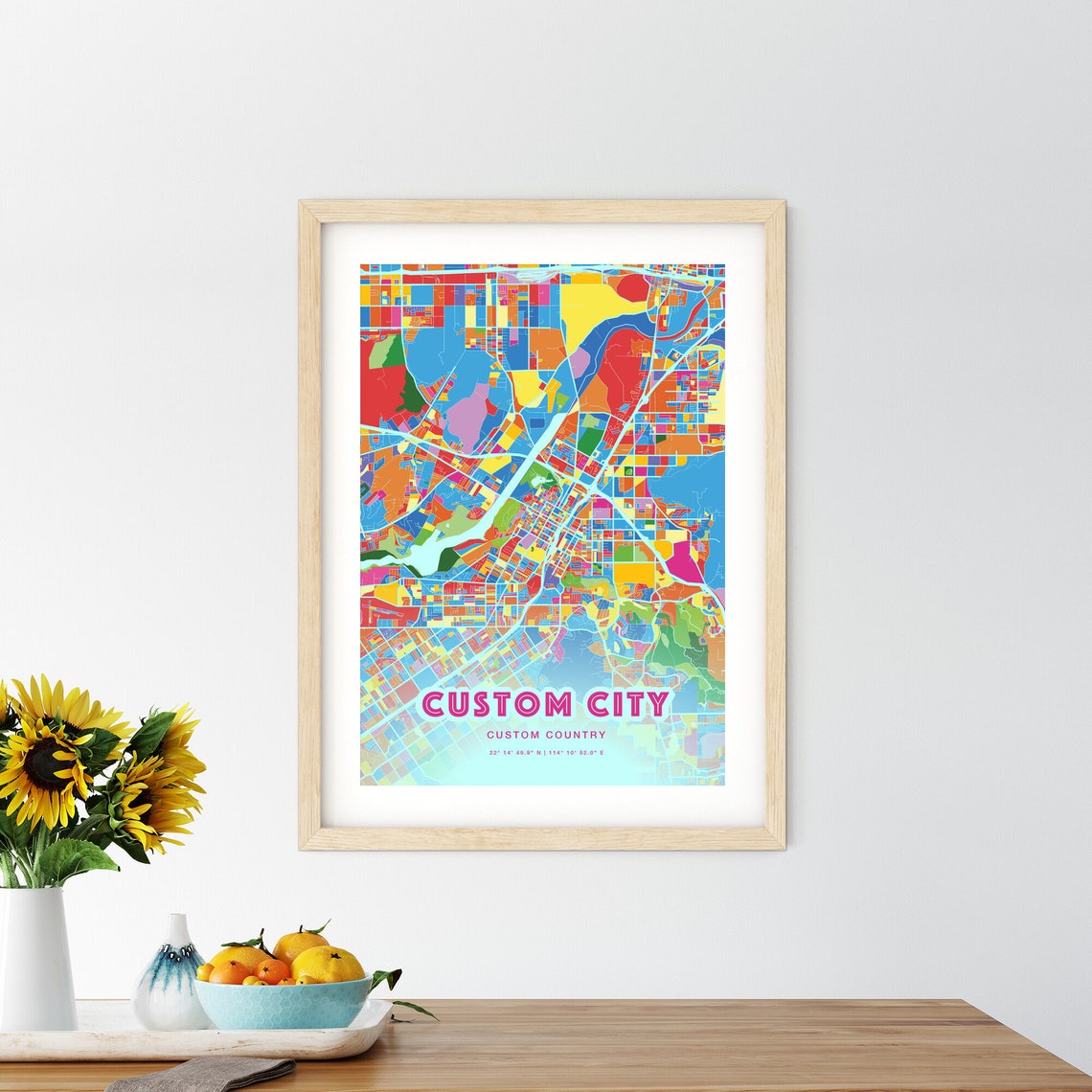 Custom City Map Poster Personalized Rainbow Hometown Gift Wall Decor - Image 2