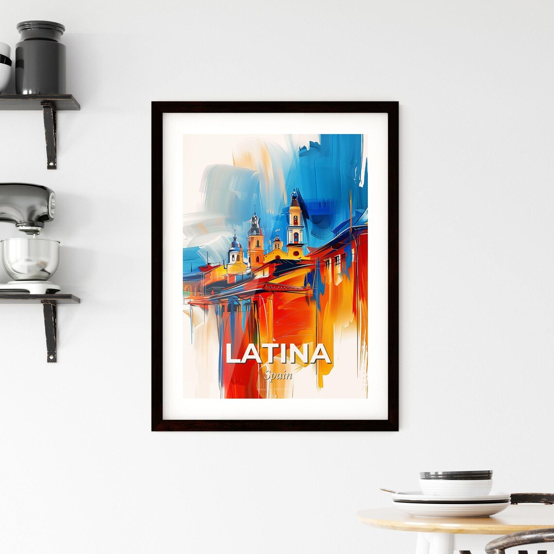 Latina Spain Colorful Abstract Church Towers Painting Art Poster - Image 2