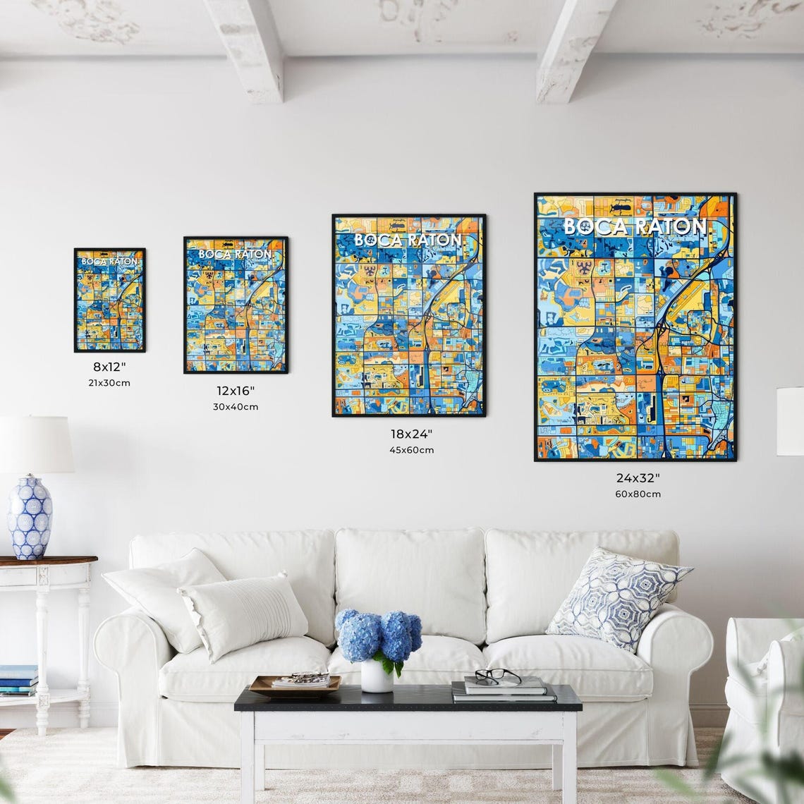 Boca Raton Florida Vibrant Colorful Illustrated Street Map Art Poster - Image 3