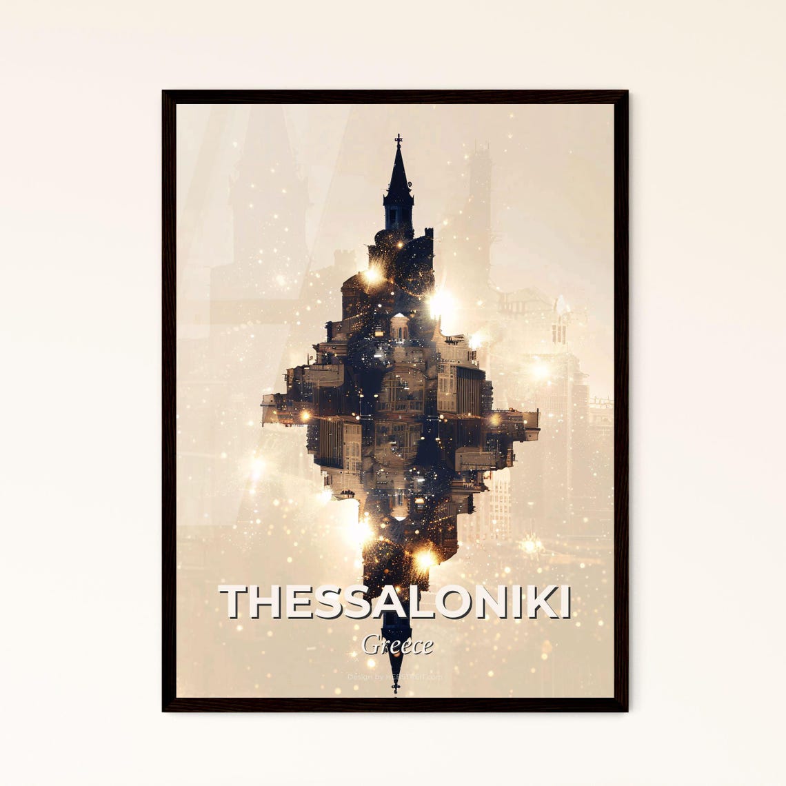 Thessaloniki Greece Skyline Silhouette City Travel Art Poster