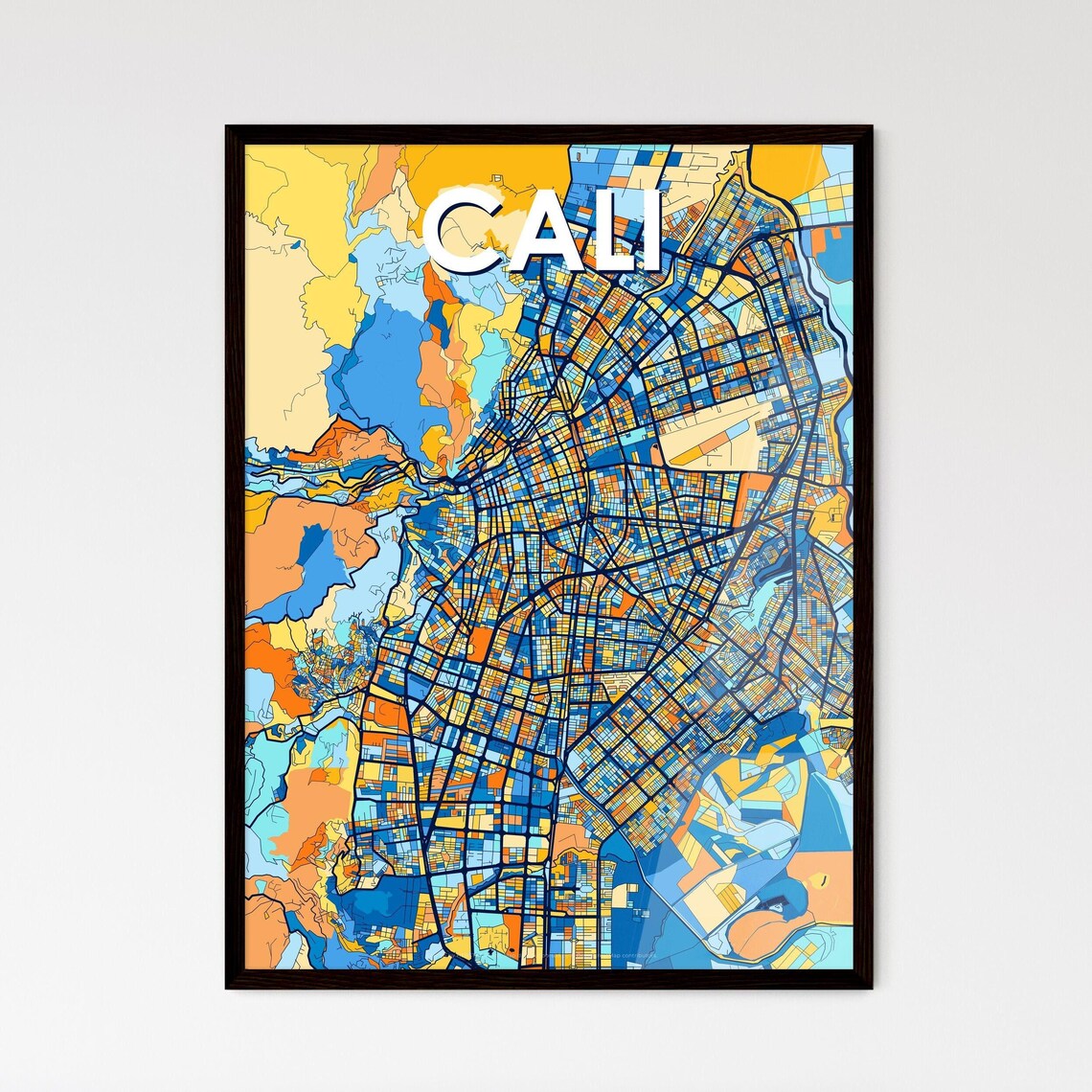 Cali Colombia Bold Colorful Vibrant City Street Map Art Poster