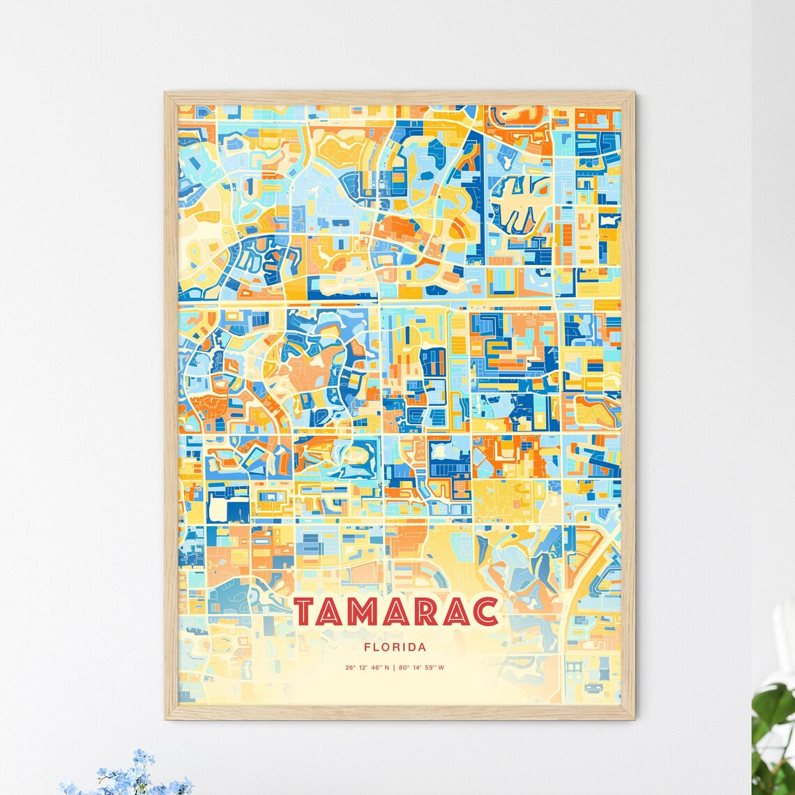 Abstract Tamarac Florida Modern Colorful City Street Map Art Poster - Image 3