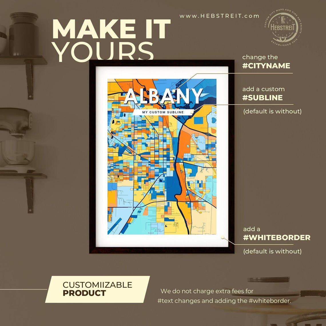 Albany Georgia Vibrant Colorful Illustrated Street Map Art Poster - Image 2