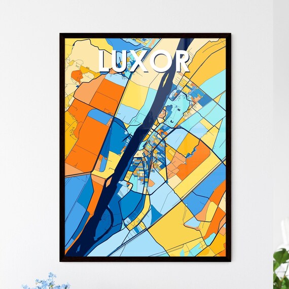 Luxor Egypt Vibrant Geometric Nile River City Map Art Poster