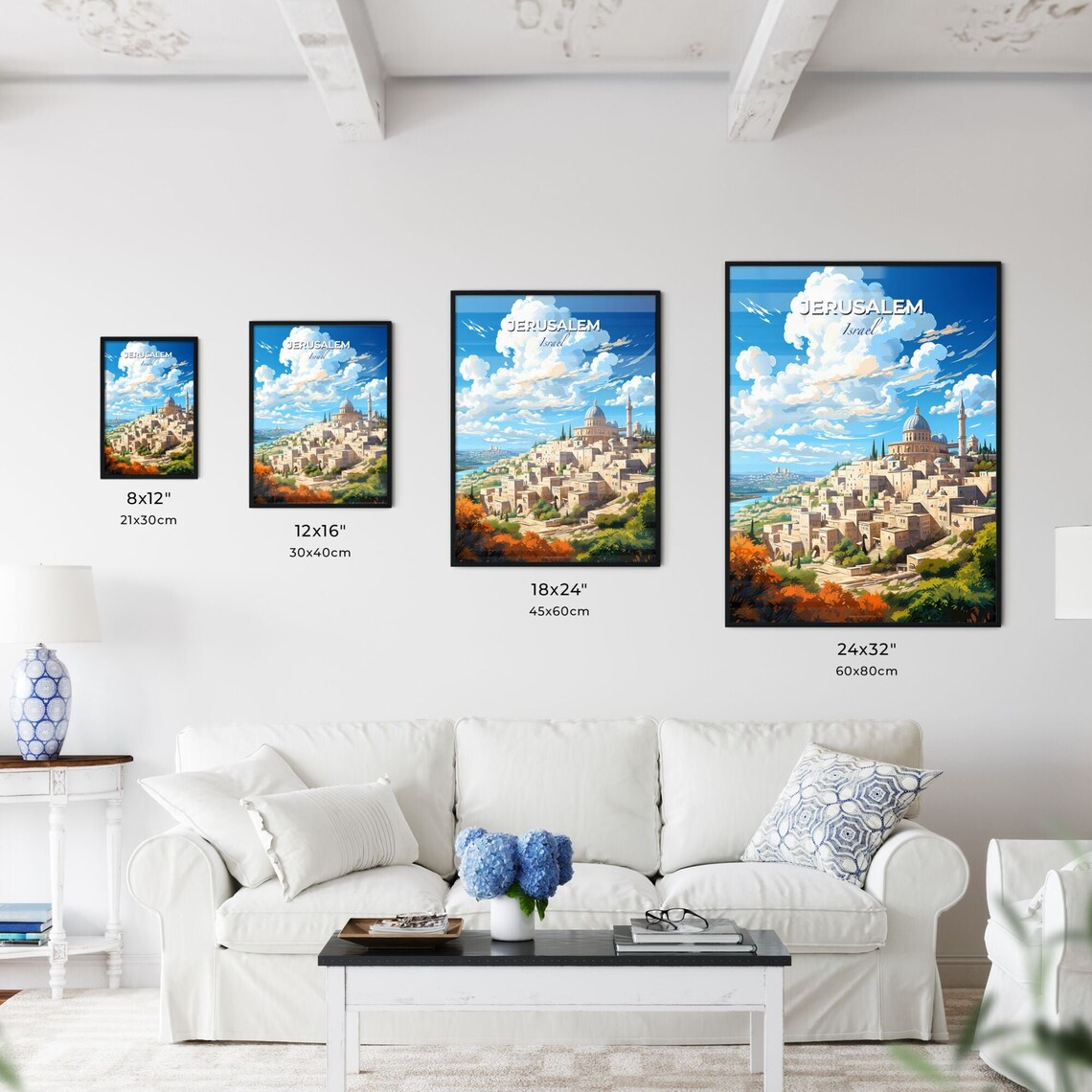 Jerusalem Israel Skyline Old City Dome Hilltop Cityscape Travel Poster - Image 3