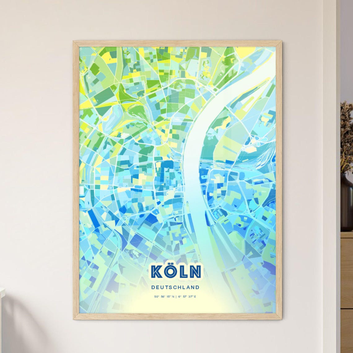 Koln Germany Personalized Bluish Art City Map Coordinates Poster