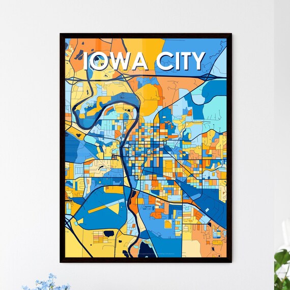 Iowa City Iowa Vibrant Colorful Geometric Street Grid City Map Art Poster