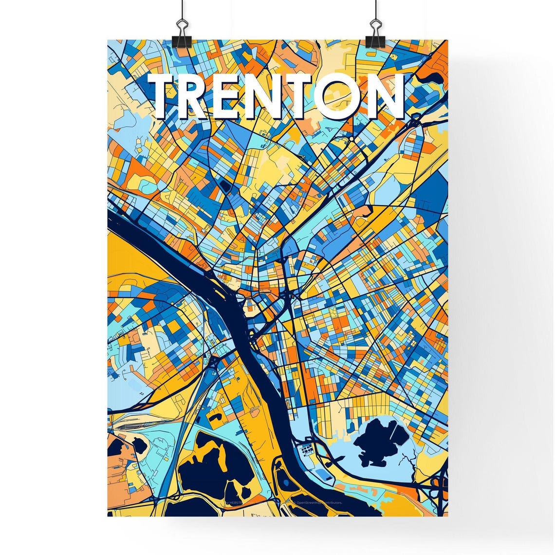 Trenton New Jersey City Map Poster Colorful Modern Home Wall Decor - Image 4
