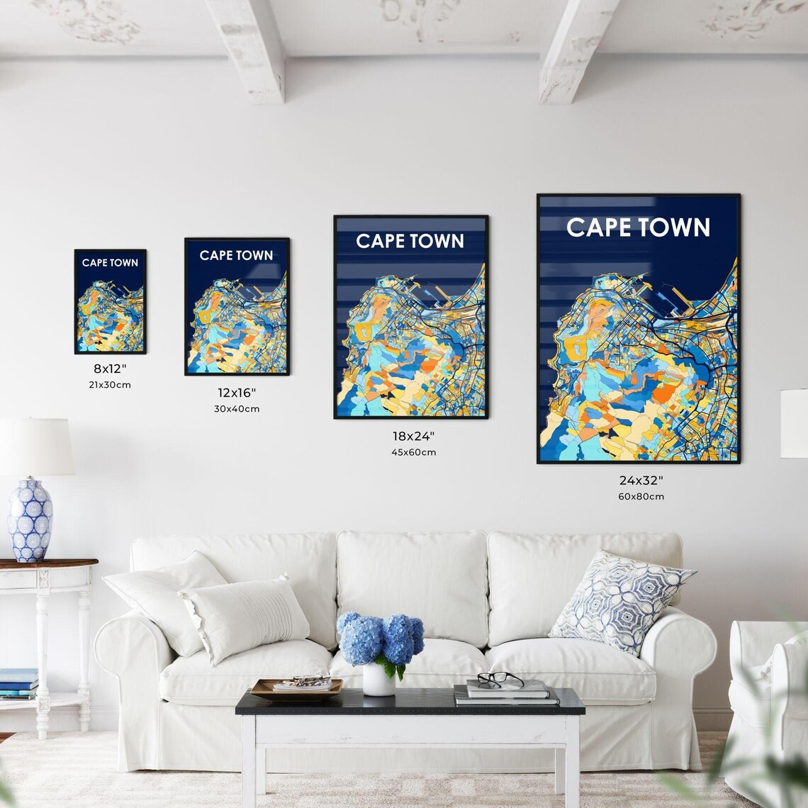 Cape Town South Africa Colorful Coastal City Street Map Poster Art - Image 3