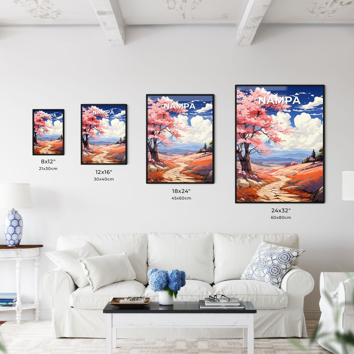 Nampa Idaho Cherry Blossom Path Rolling Hills Anime Style Poster - Image 3