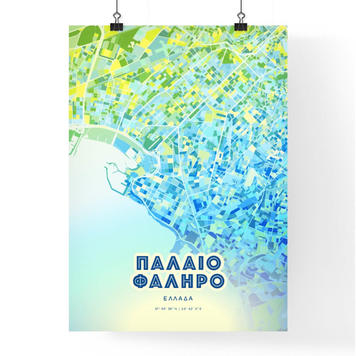 Palaio Faliro Greece Customizable City Map Poster For Home Wall Decor - Image 2