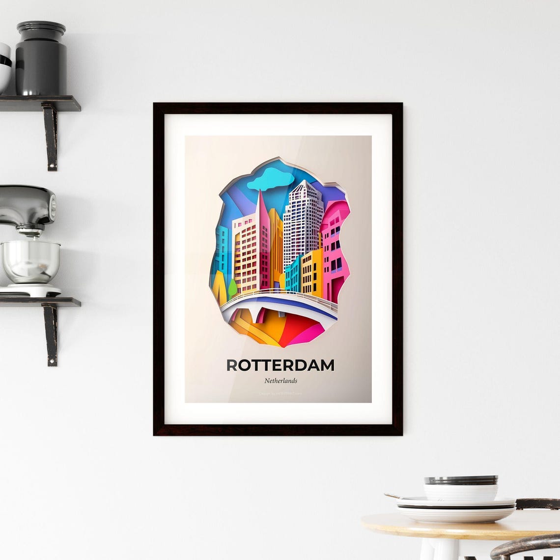 Rotterdam Netherlands Modern Skyline Paper Cut City Decor Poster - Image 2