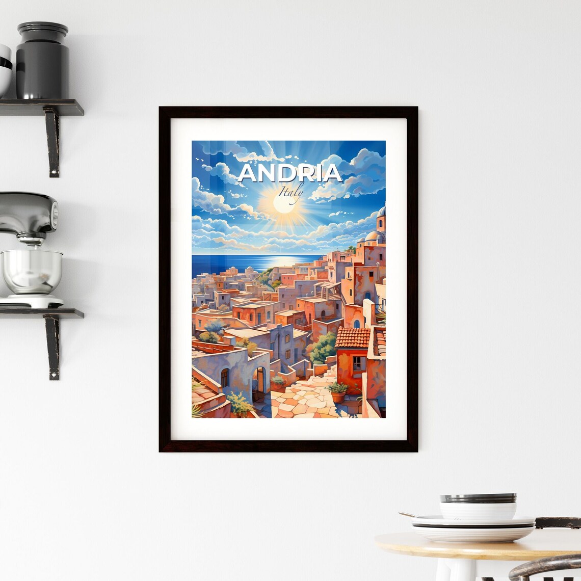 Andria Italy Sunlit Mediterranean Hill Town Above The Sea Poster - Image 2