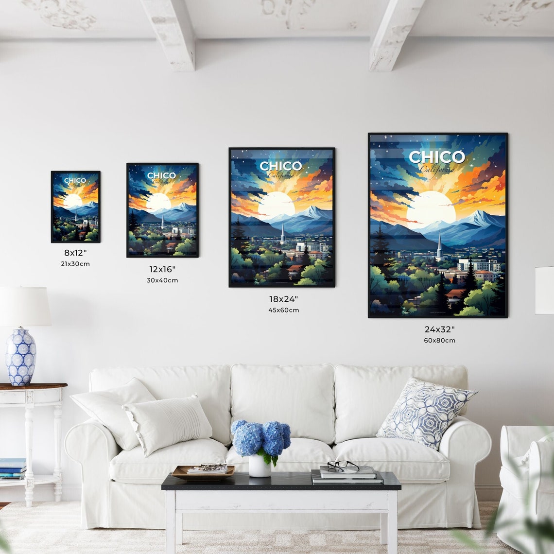 Chico California Big Sun Mountain Town Evergreen Sunset Poster - Image 3