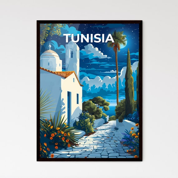 Vibrant African Art Stone Path To Ornate Building In Tunisia Travel Destinations Customizable