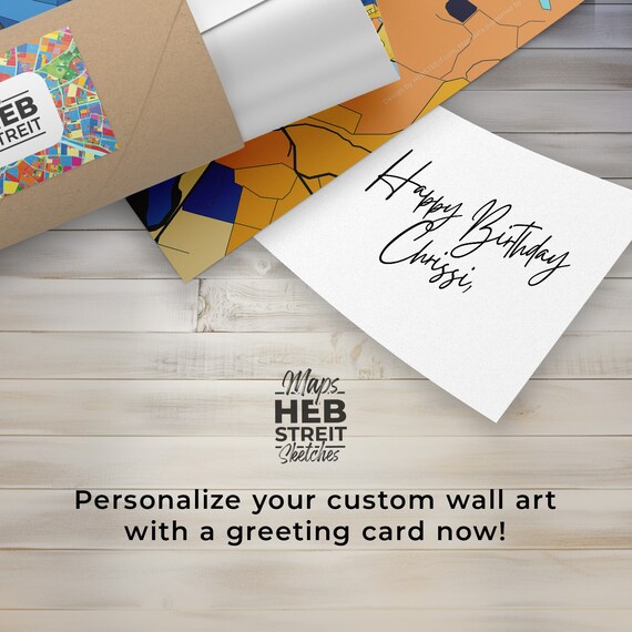 Personalized Happy Birthday Greeting Card Add On For Custom Map Wall Art