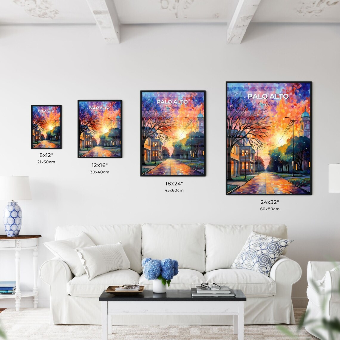 Palo Alto California Street With Trees Travel Poster - Image 3