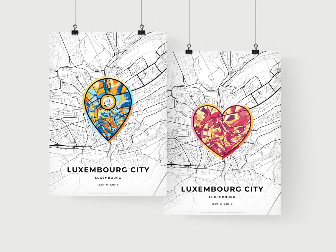 Luxembourg City Luxembourg Where It All Began Heart Map Coordinates Poster - Image 2
